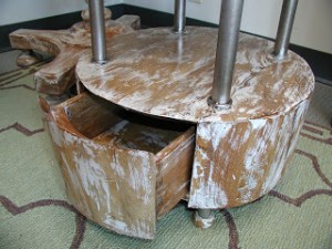 drawer in base of stools